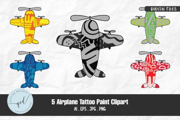 5 Airplane Tattoo Paint Clipart for Creative Projects