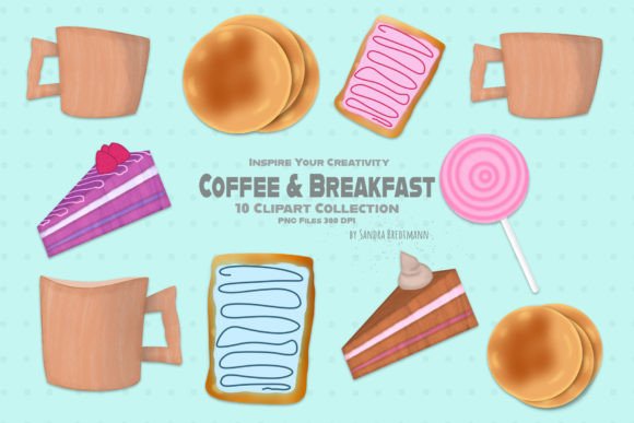 Coffee and Breakfast Clipart Sublimation