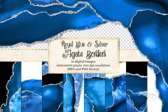 Royal Blue and Silver Agate: A Digital Design Asset for Creatives and Professionals