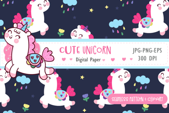 Seamless Pattern Unicorn and Clipart: A Versatile Digital Design Resource for Creative Projects